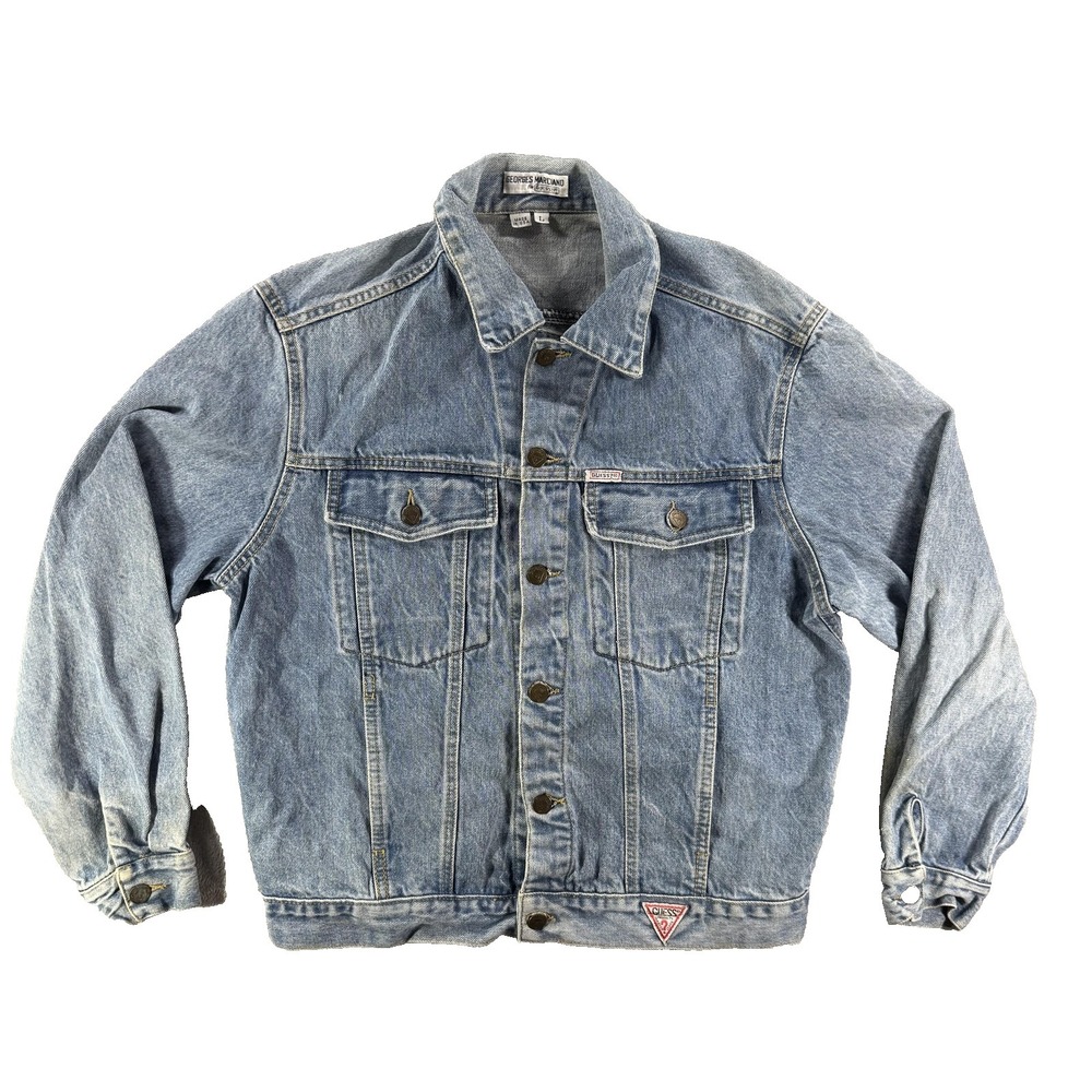 Vintage Guessโ Jacket Womens Large Blue Denim Georges Marciano Biker Made In USA
